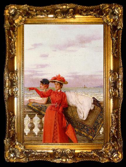 framed  Vittorio Matteo Corcos Looking Out To Sea, ta009-2